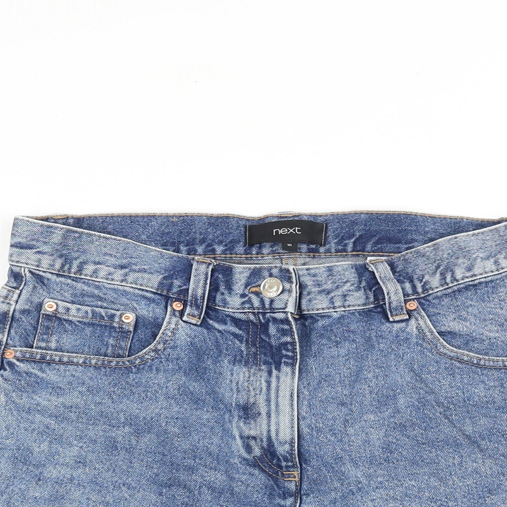 NEXT Womens Blue 100% Cotton Cut-Off Shorts Size 10 L4 in Regular Zip - Distressed
