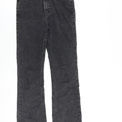 Pull&Bear Womens Grey Cotton Bootcut Jeans Size 6 L26 in Regular Zip - Raw Hem