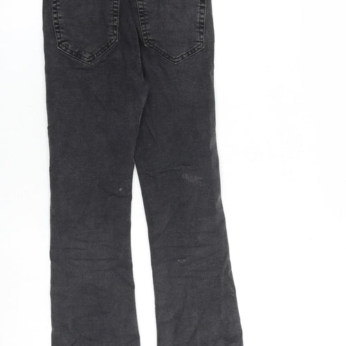 Pull&Bear Womens Grey Cotton Bootcut Jeans Size 6 L26 in Regular Zip - Raw Hem