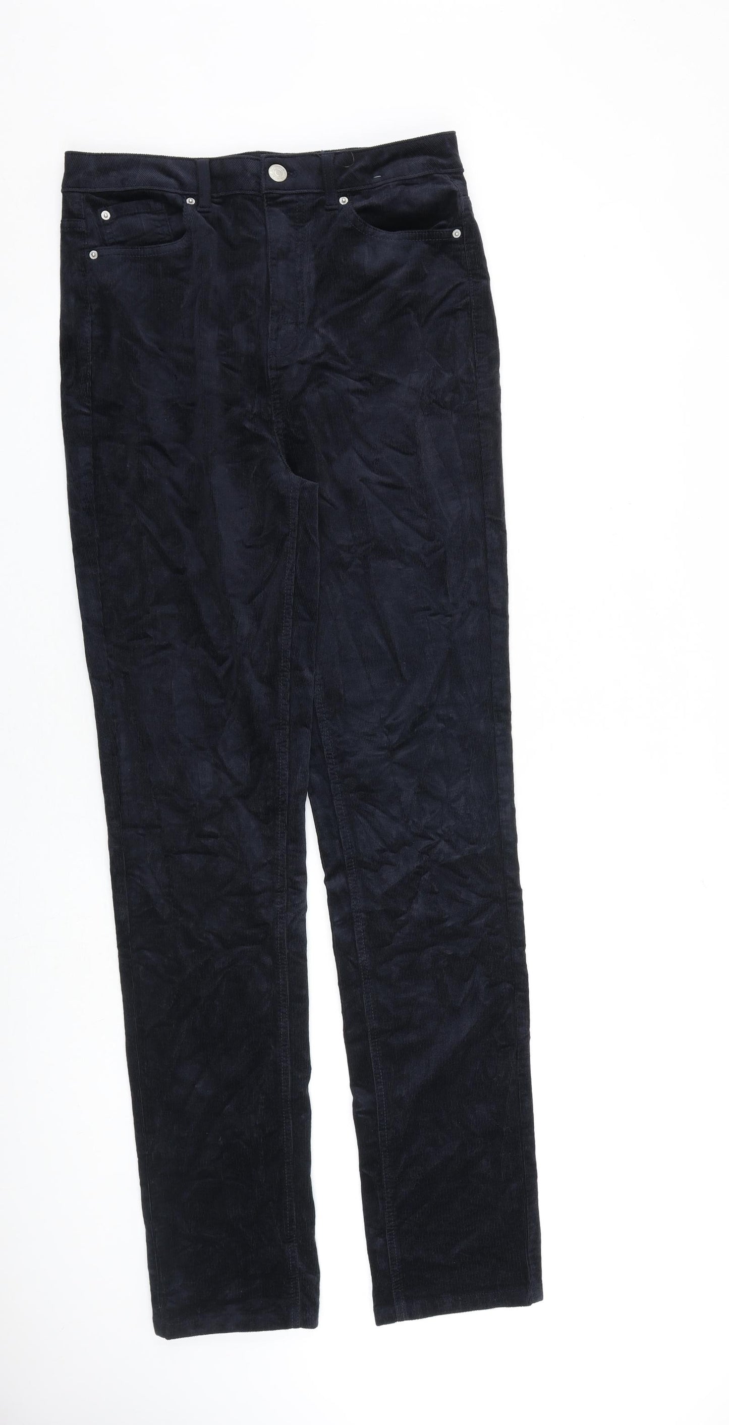 Marks and Spencer Womens Blue Cotton Straight Jeans Size 10 L31 in Regular Zip