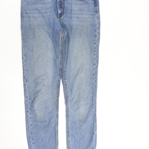 Warehouse Womens Blue Cotton Straight Jeans Size 10 L30 in Regular Zip