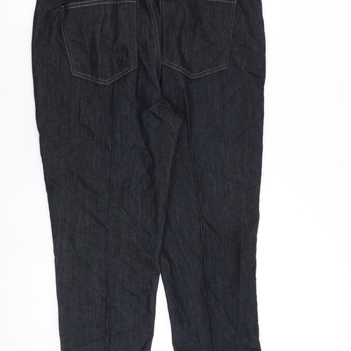 Marks and Spencer Womens Blue Cotton Tapered Jeans Size 16 L25 in Regular Zip