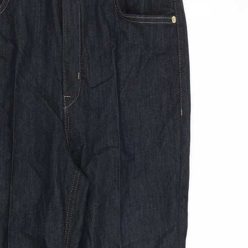 Marks and Spencer Womens Blue Cotton Tapered Jeans Size 16 L25 in Regular Zip