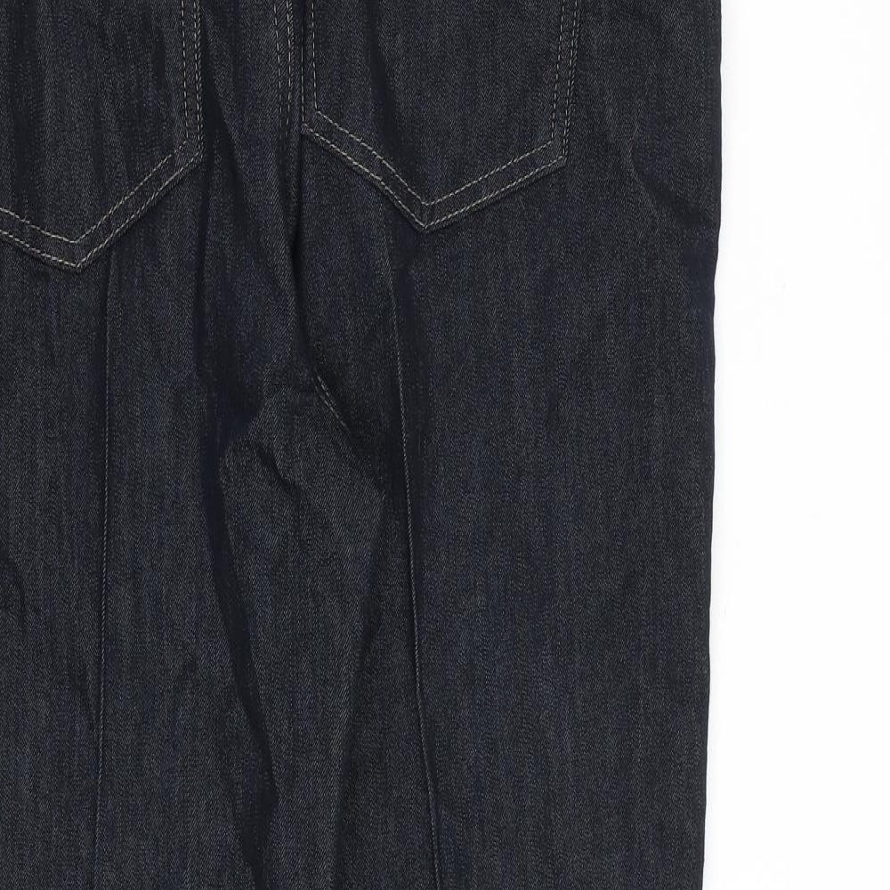 Marks and Spencer Womens Blue Cotton Tapered Jeans Size 16 L25 in Regular Zip