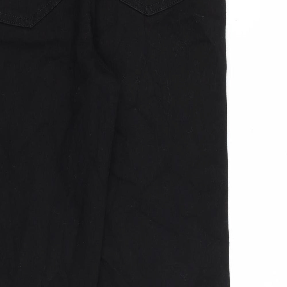 Marks and Spencer Womens Black Cotton Bootcut Jeans Size 14 L30 in Regular Zip