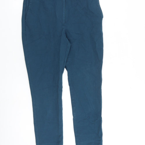 Autograph Womens Blue Cotton Chino Trousers Size 8 L26 in Regular Zip