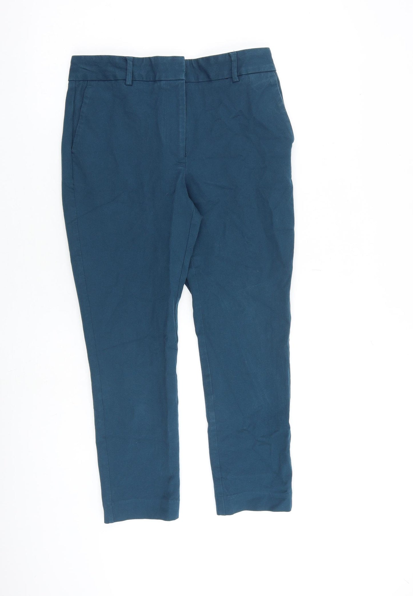 Autograph Womens Blue Cotton Chino Trousers Size 8 L26 in Regular Zip