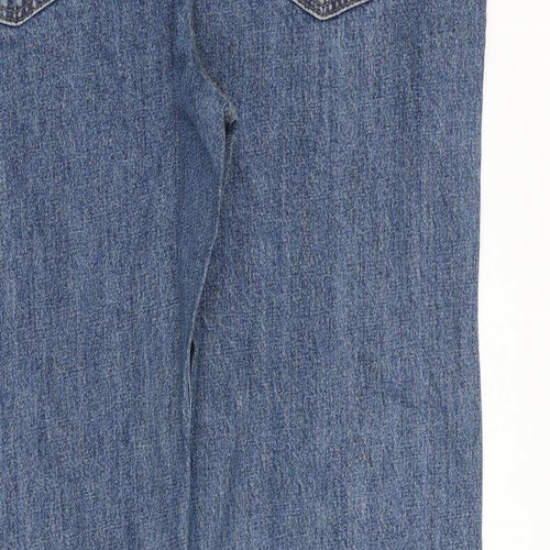 Marks and Spencer Mens Blue Cotton Straight Jeans Size 42 in L33 in Regular Zip