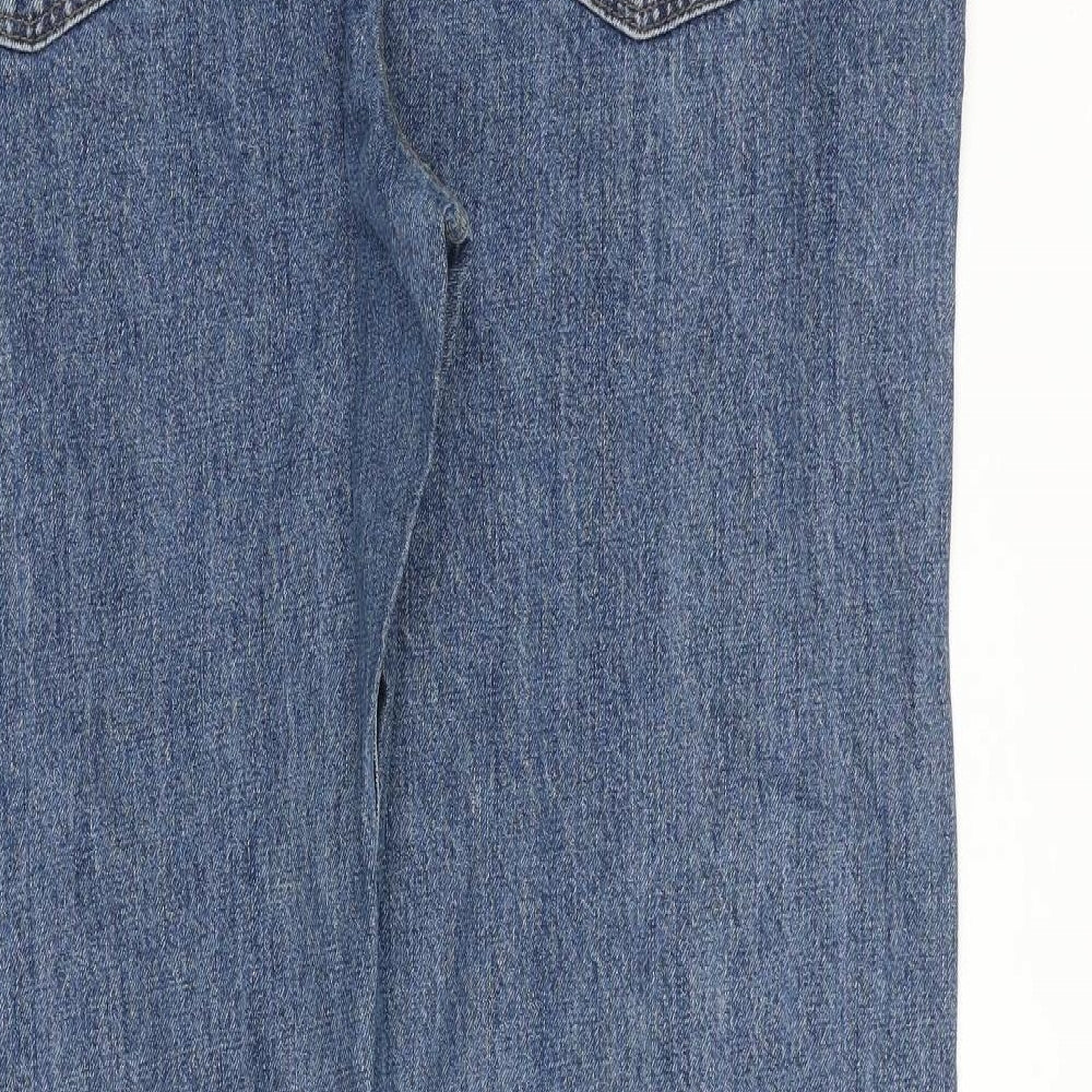 Marks and Spencer Mens Blue Cotton Straight Jeans Size 42 in L33 in Regular Zip