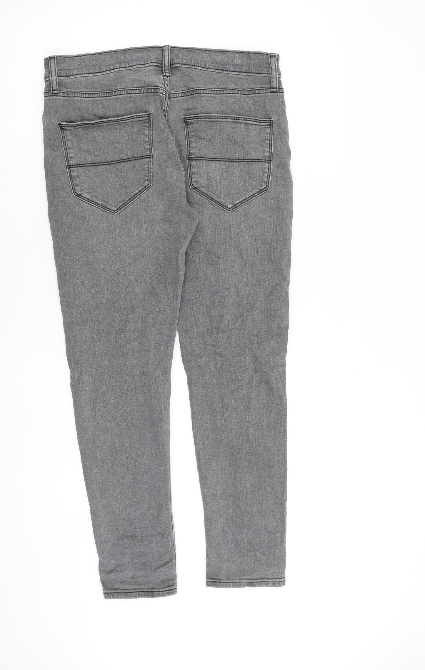 Marks and Spencer Mens Grey Cotton Skinny Jeans Size 30 in L29 in Slim Zip