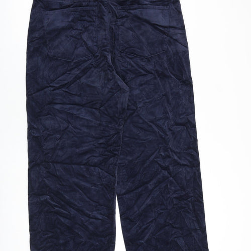 Marks and Spencer Womens Blue Cotton Trousers Size 18 L29 in Regular Zip