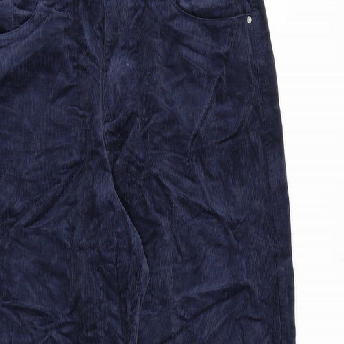 Marks and Spencer Womens Blue Cotton Trousers Size 18 L29 in Regular Zip