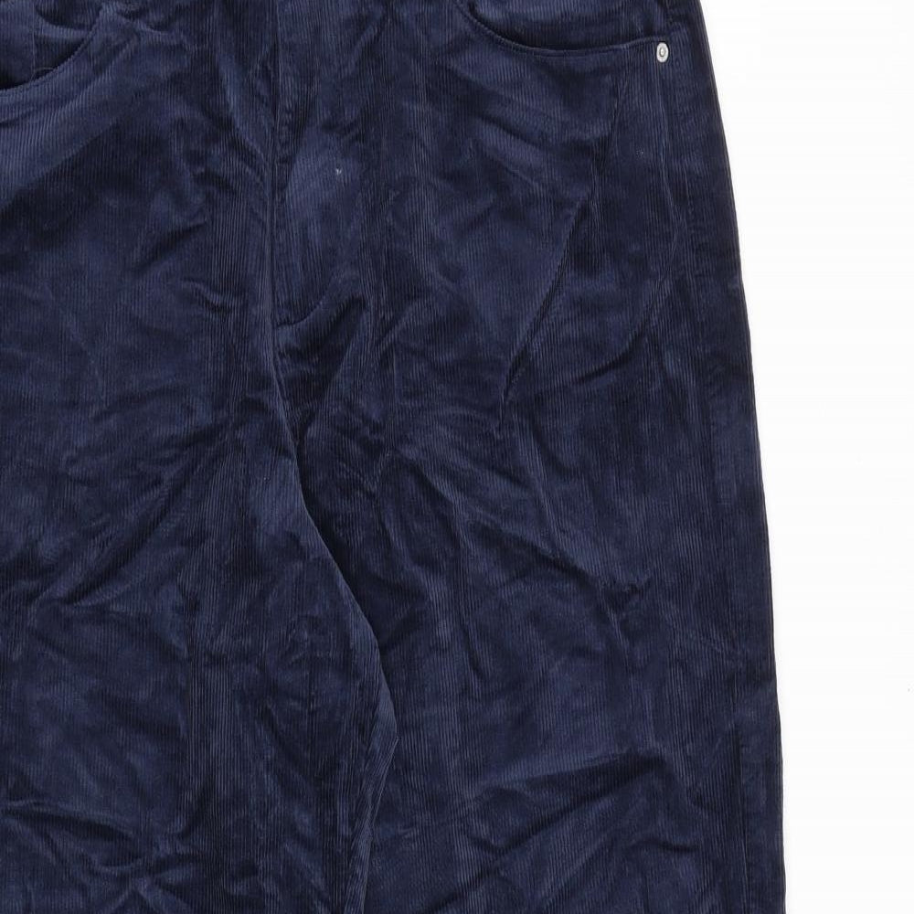 Marks and Spencer Womens Blue Cotton Trousers Size 18 L29 in Regular Zip