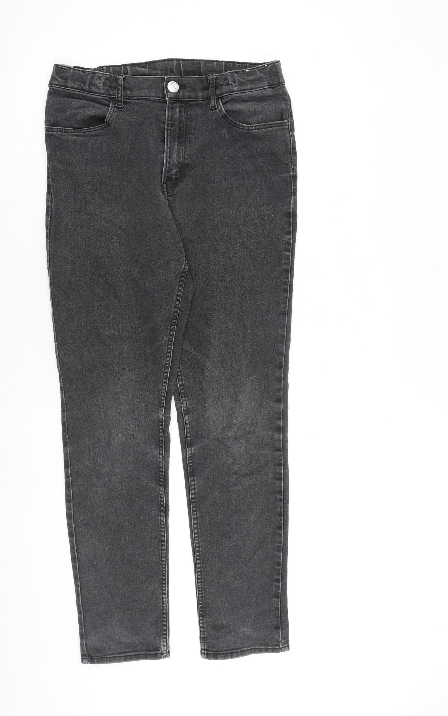 H&M Boys Grey Cotton Skinny Jeans Size 14 Years L28 in Regular Zip