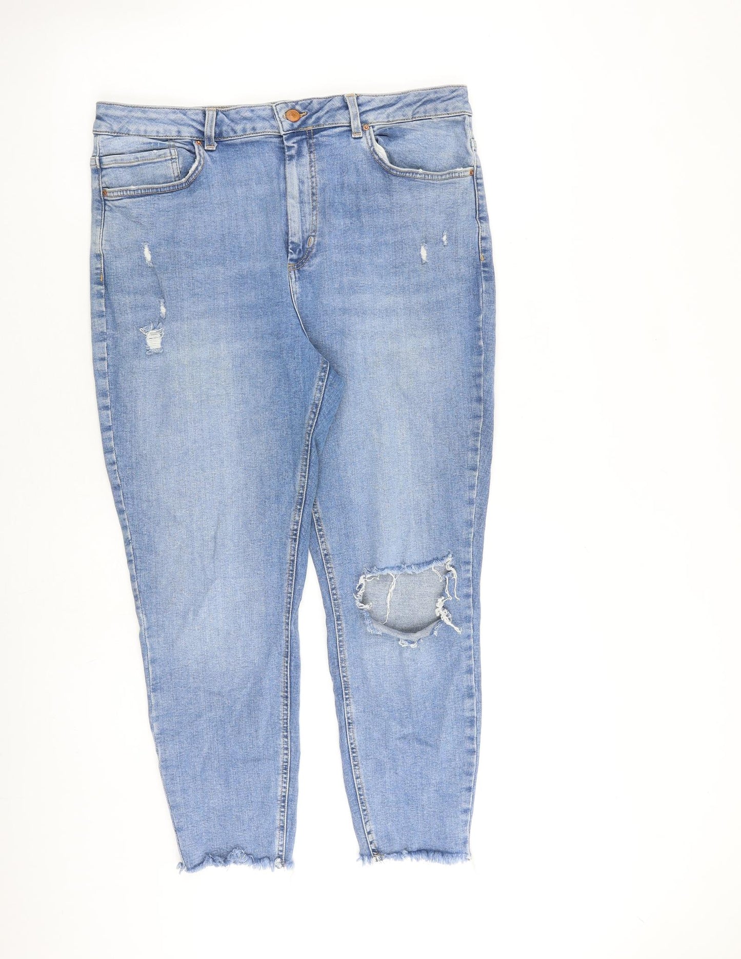 New Look Womens Blue Cotton Skinny Jeans Size 16 L26 in Slim Zip