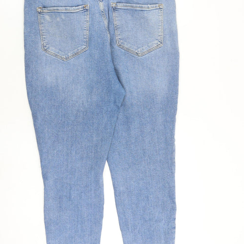 New Look Womens Blue Cotton Skinny Jeans Size 16 L26 in Slim Zip