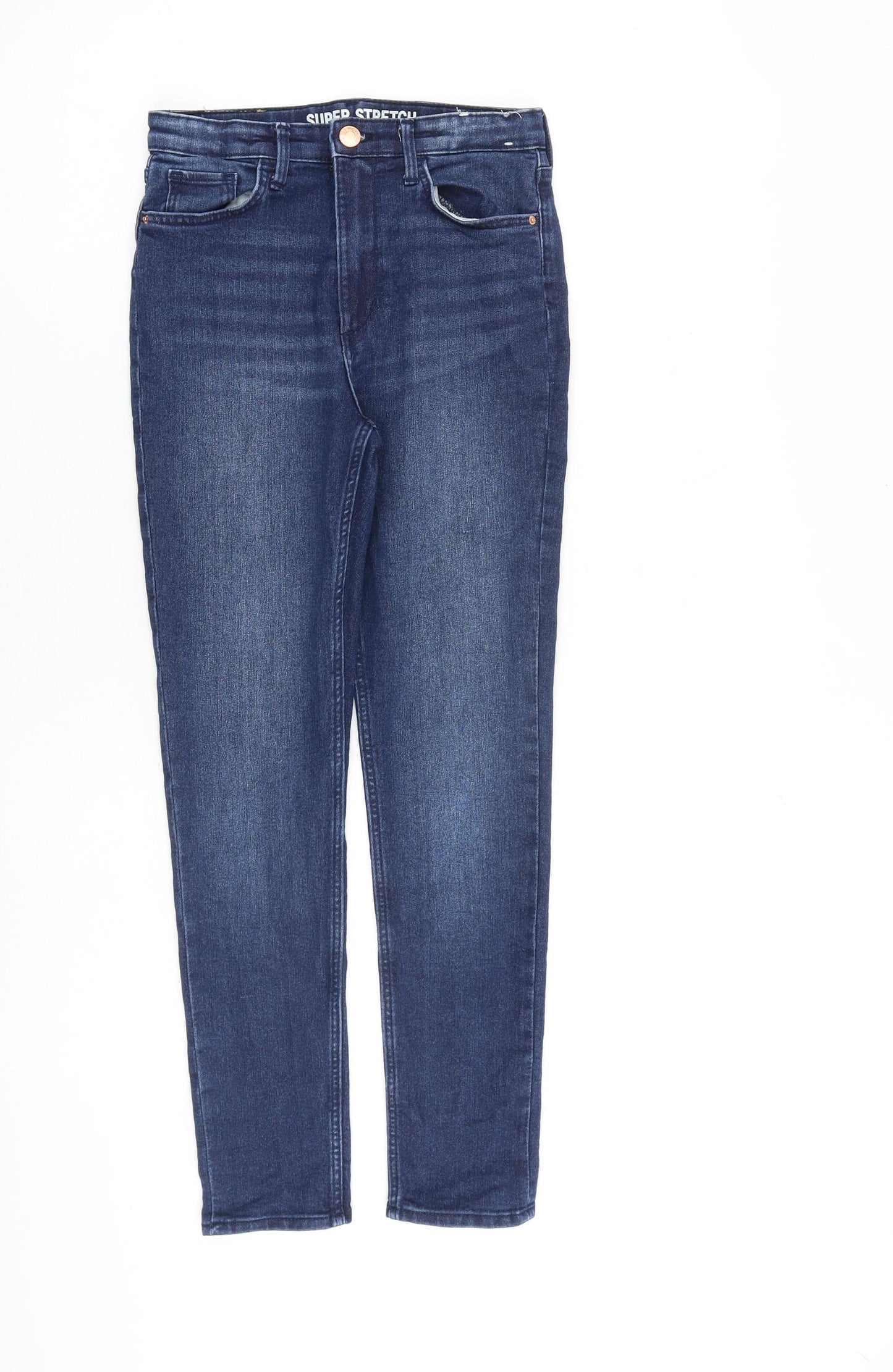 H&M Girls Blue Cotton Skinny Jeans Size 10-11 Years L25 in Slim Zip