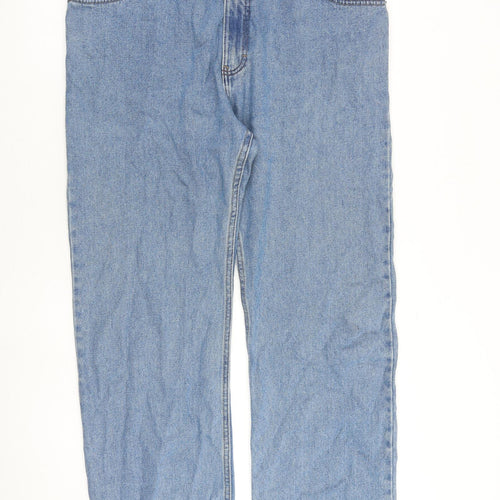 Marks and Spencer Mens Blue Cotton Bootcut Jeans Size 38 in L33 in Regular Zip