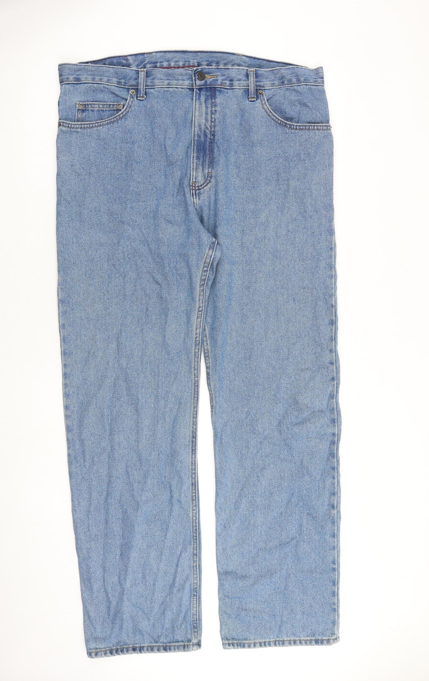 Marks and Spencer Mens Blue Cotton Bootcut Jeans Size 38 in L33 in Regular Zip