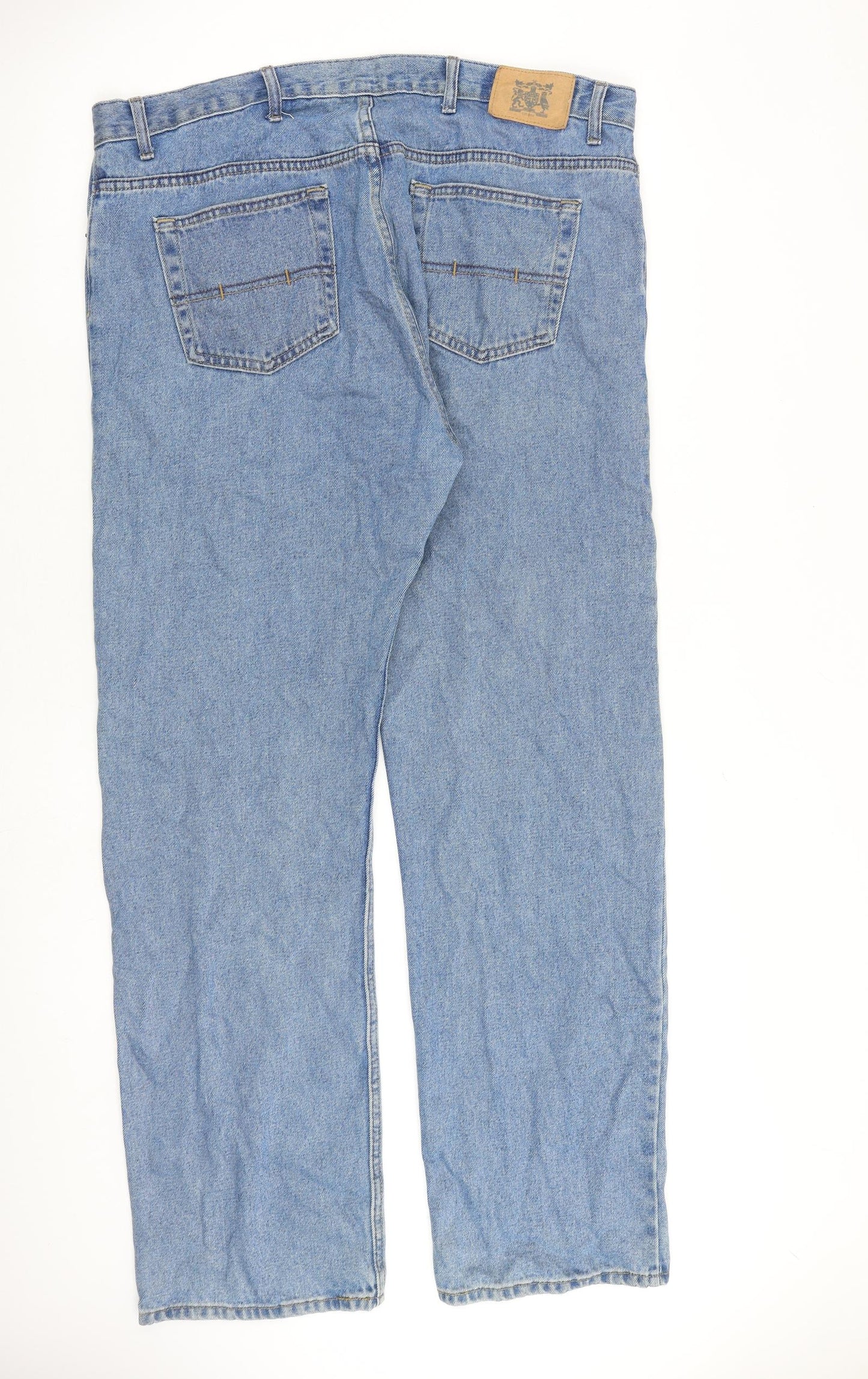 Marks and Spencer Mens Blue Cotton Bootcut Jeans Size 38 in L33 in Regular Zip
