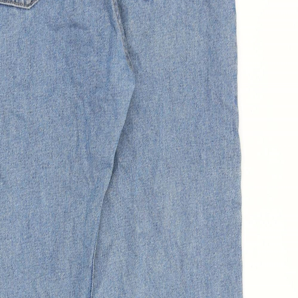 Marks and Spencer Mens Blue Cotton Bootcut Jeans Size 38 in L33 in Regular Zip