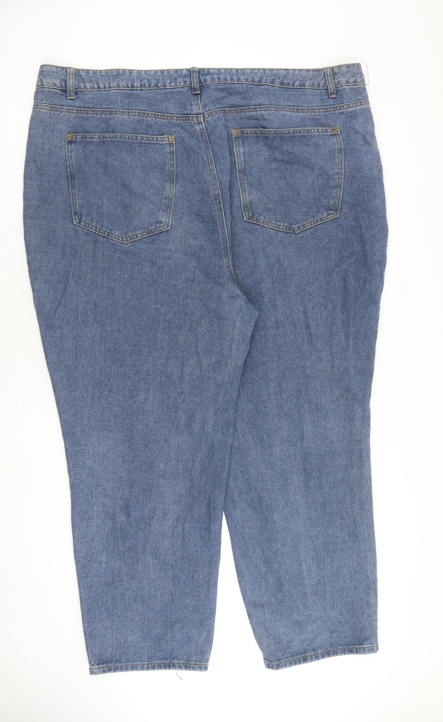 Boohoo Womens Blue Cotton Mom Jeans Size 24 L27 in Regular Zip