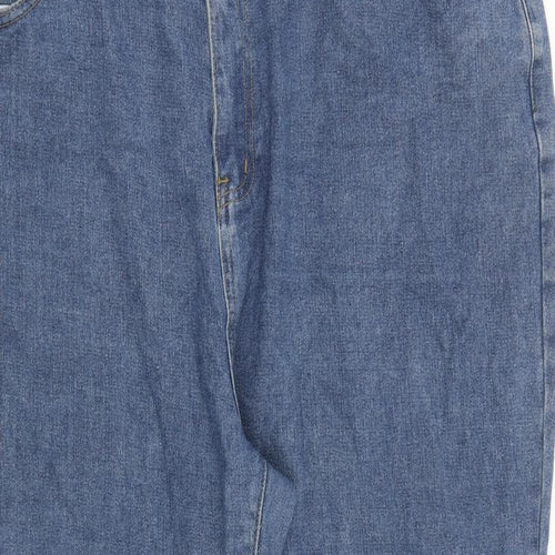 Boohoo Womens Blue Cotton Mom Jeans Size 24 L27 in Regular Zip