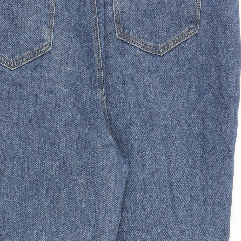 Boohoo Womens Blue Cotton Mom Jeans Size 24 L27 in Regular Zip