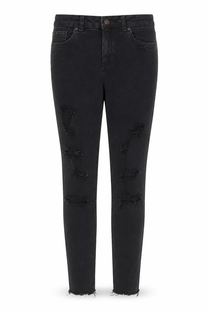 New Look Womens Black Cotton Skinny Jeans Size 10 L26 in Slim Zip - Raw Hem
