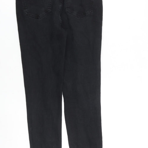 New Look Womens Black Cotton Skinny Jeans Size 10 L26 in Slim Zip - Raw Hem