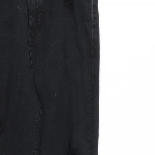 New Look Womens Black Cotton Skinny Jeans Size 10 L26 in Slim Zip - Raw Hem