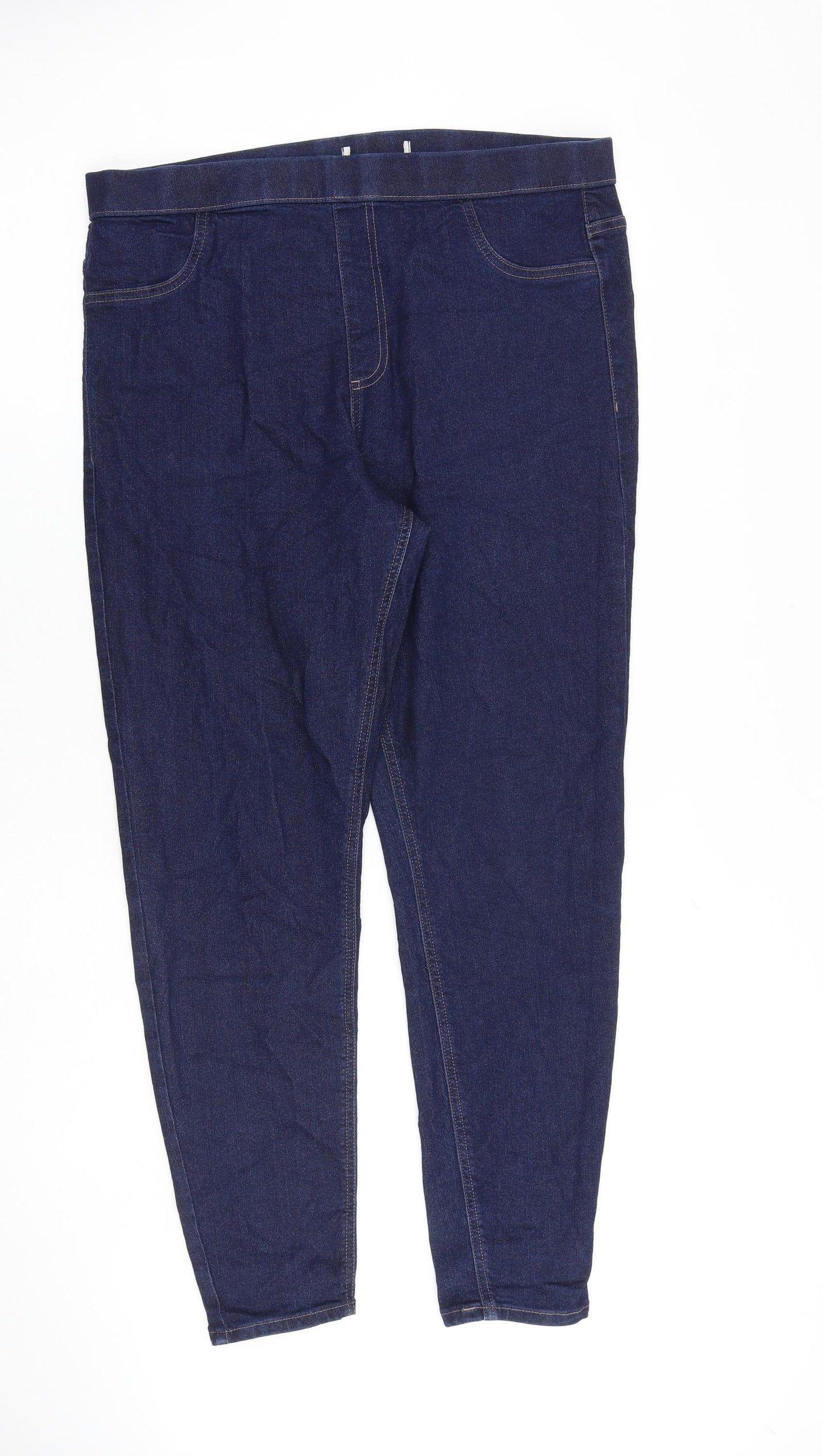 Marks and Spencer Womens Blue Cotton Jegging Jeans Size 16 L27 in Regular