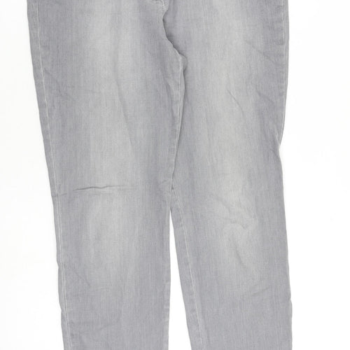 BRAX Womens Grey Cotton Tapered Jeans Size 16 L32 in Slim Zip
