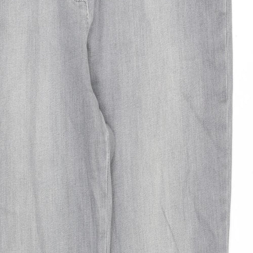 BRAX Womens Grey Cotton Tapered Jeans Size 16 L32 in Slim Zip