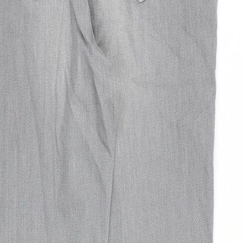 BRAX Womens Grey Cotton Tapered Jeans Size 16 L32 in Slim Zip