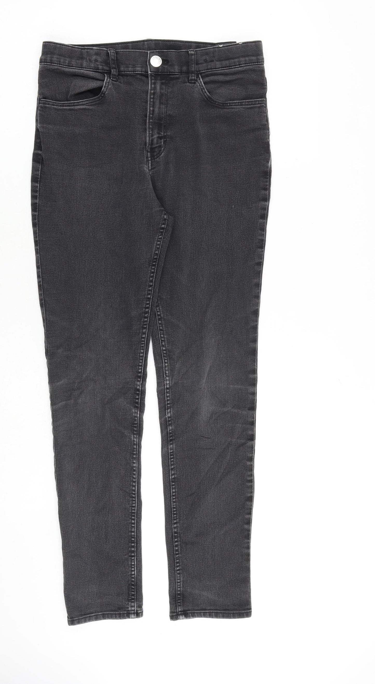 H&M Boys Grey Cotton Skinny Jeans Size 14 Years L28 in Regular Zip