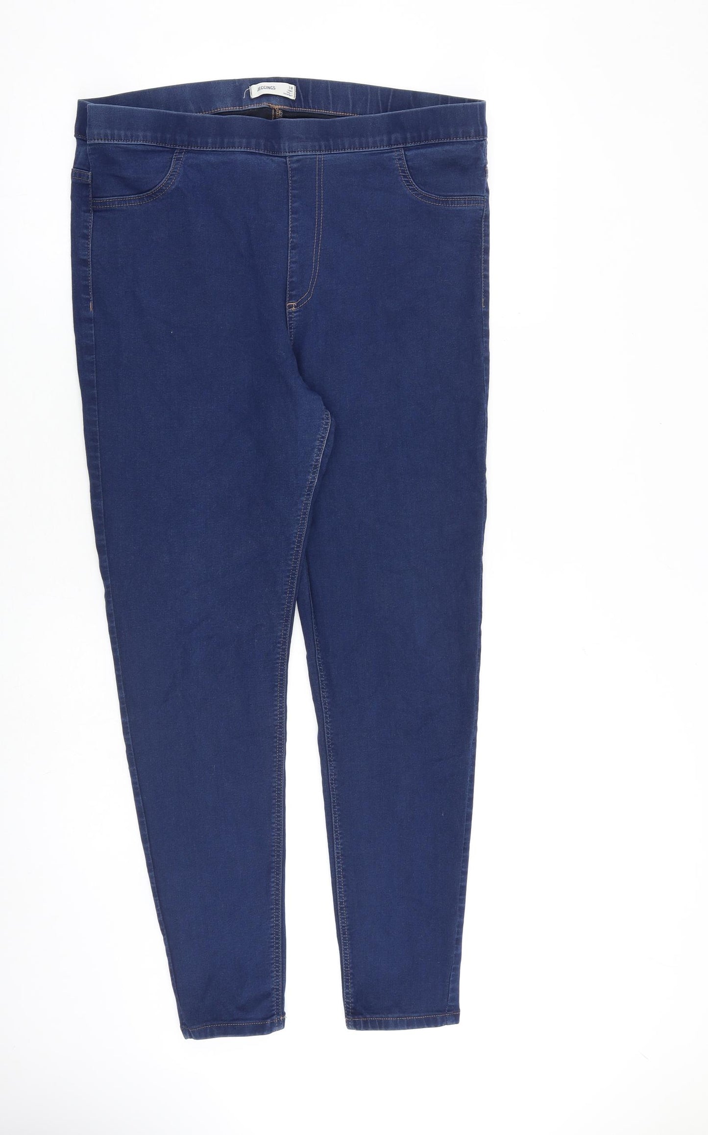 Marks and Spencer Womens Blue Cotton Jegging Jeans Size 18 L30 in Regular