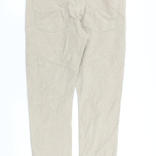 Marks and Spencer Mens Beige Cotton Trousers Size 32 in L31 in Slim Zip