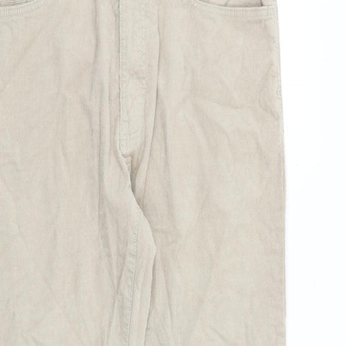 Marks and Spencer Mens Beige Cotton Trousers Size 32 in L31 in Slim Zip