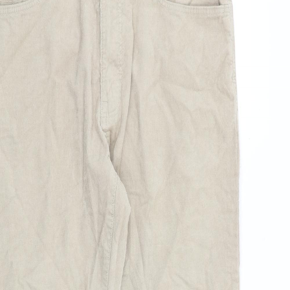 Marks and Spencer Mens Beige Cotton Trousers Size 32 in L31 in Slim Zip