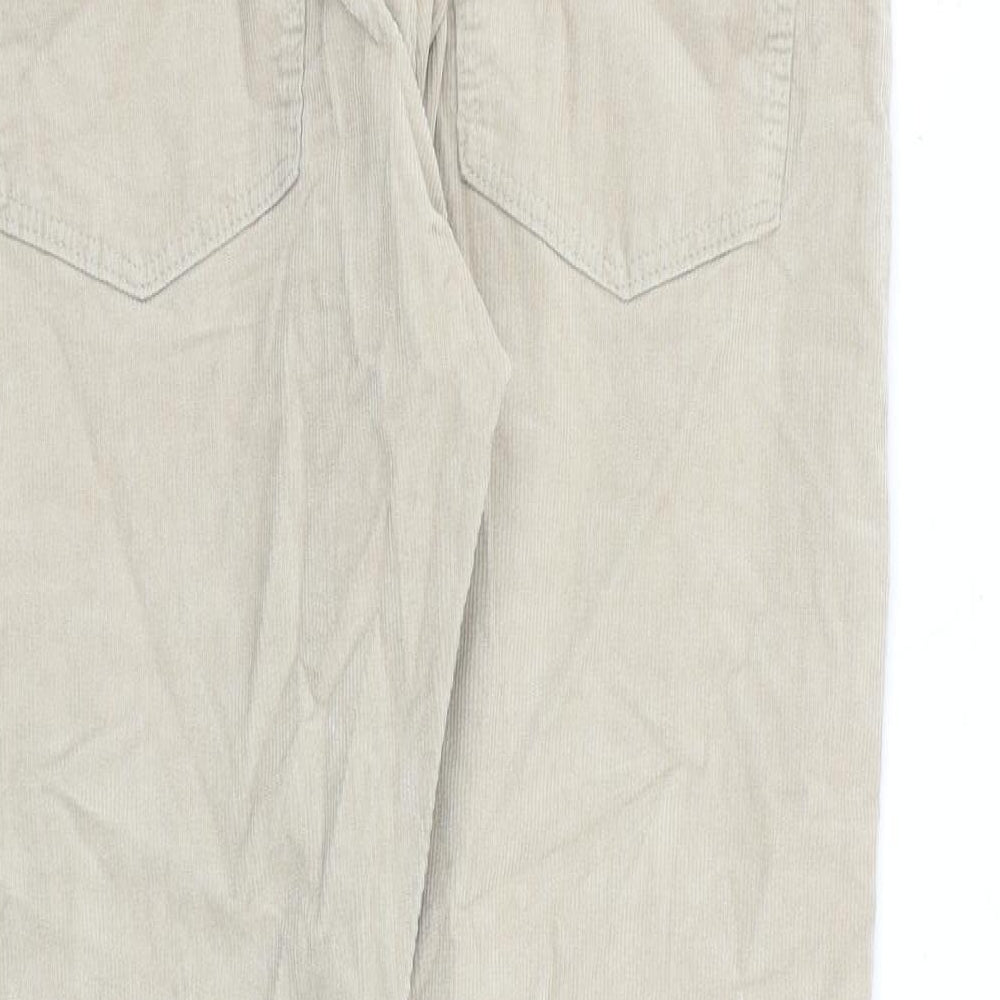 Marks and Spencer Mens Beige Cotton Trousers Size 32 in L31 in Slim Zip