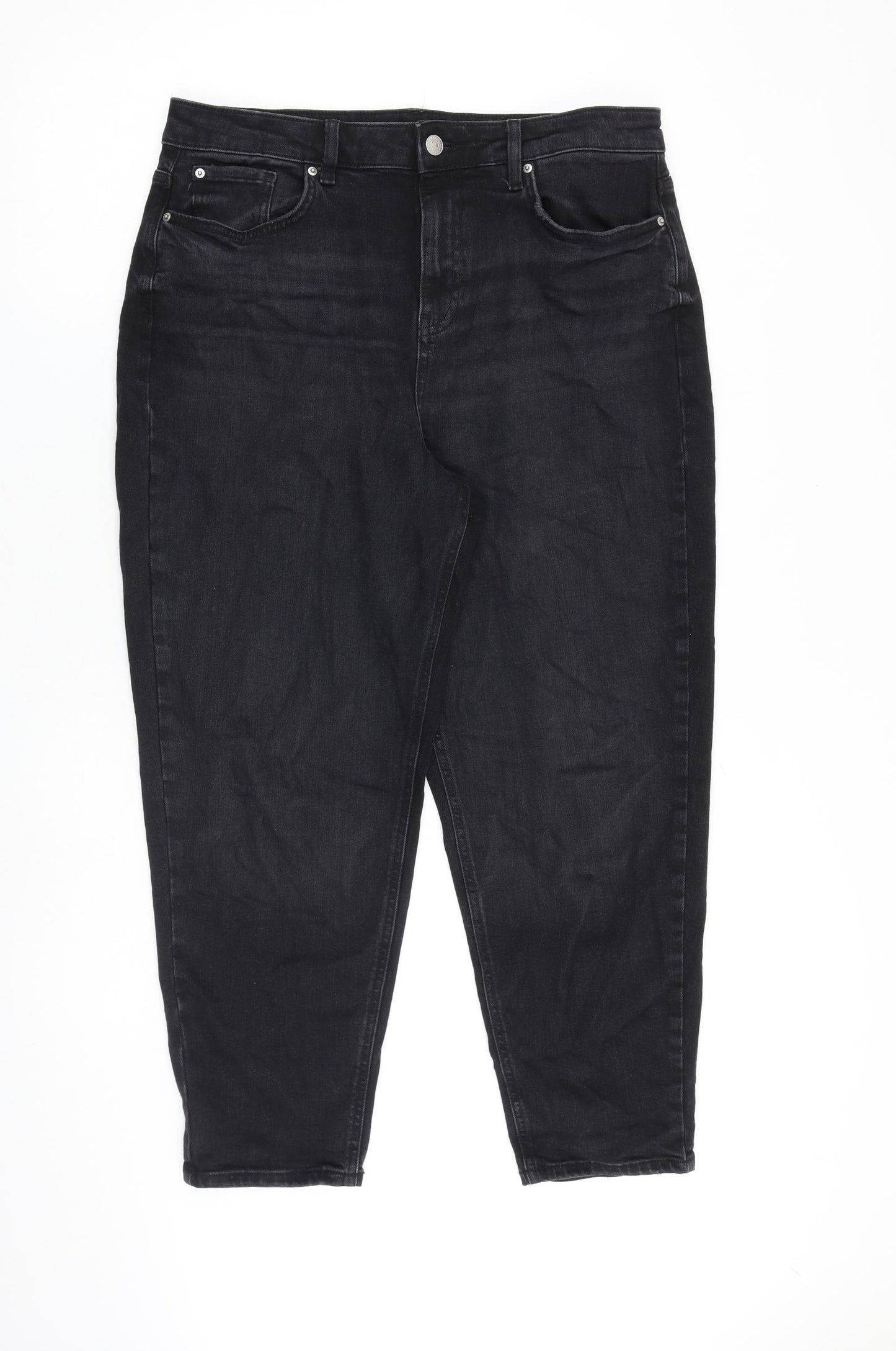 Eighteen Eighty Four Womens Black Cotton Tapered Jeans Size 34 in L24 in Regular Zip