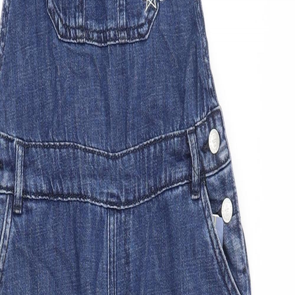 Marks and Spencer Girls Blue Cotton Dungaree One-Piece Size 13-14 Years Buckle - Harry Potter Hogwarts