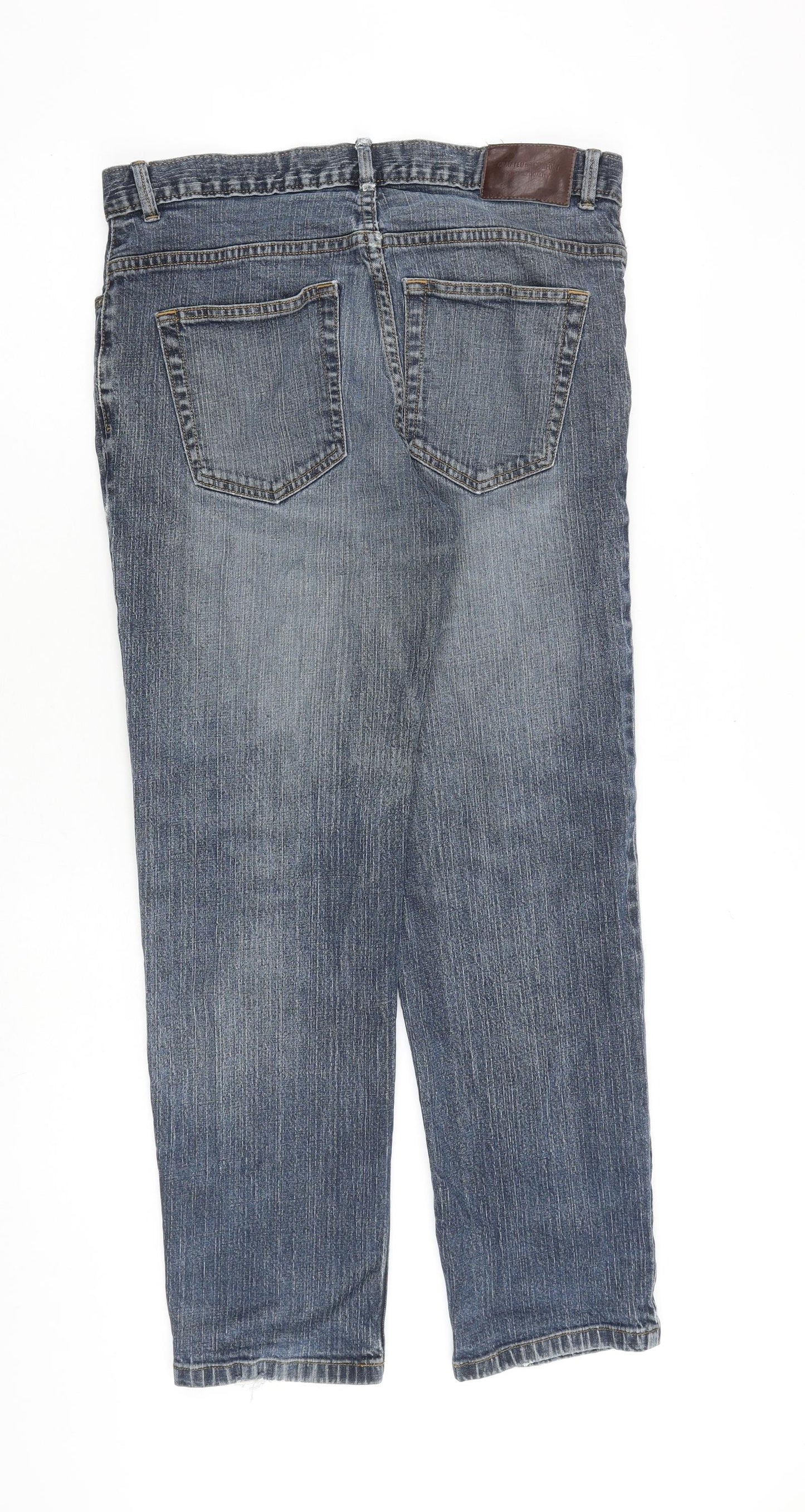 TU Mens Blue Cotton Straight Jeans Size 34 in L30 in Regular Zip
