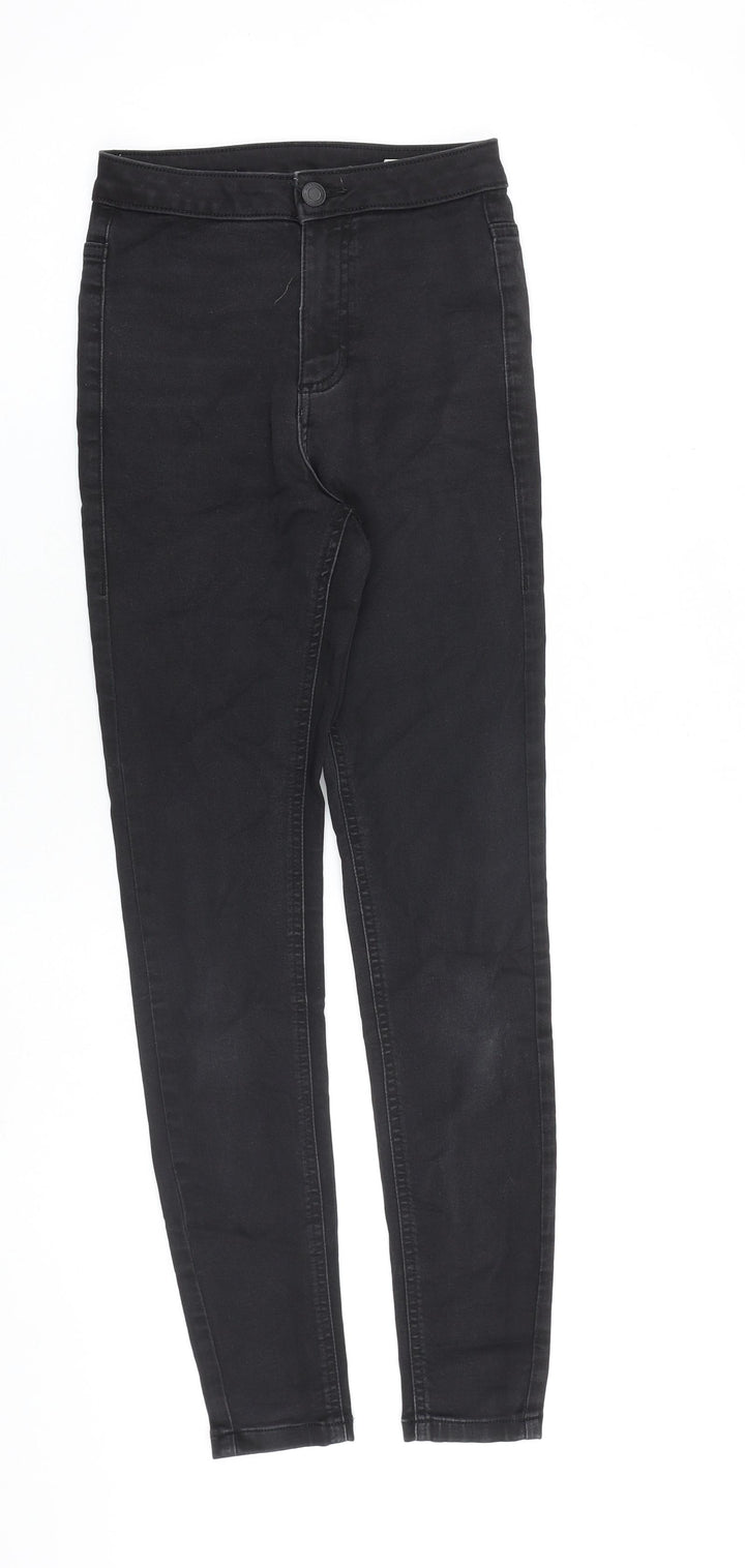 Marks and Spencer Womens Black Cotton Skinny Jeans Size 6 L28 in Slim Zip