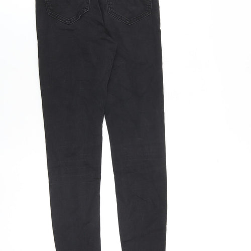 Marks and Spencer Womens Black Cotton Skinny Jeans Size 6 L28 in Slim Zip