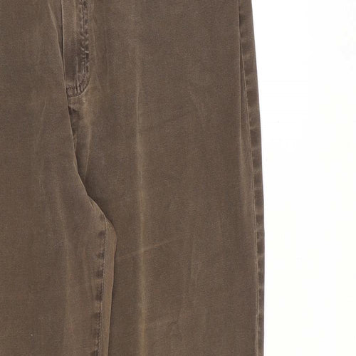 Marks and Spencer Womens Brown Cotton Straight Jeans Size 18 L29 in Regular Zip - Distressed Hems