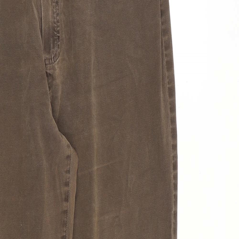 Marks and Spencer Womens Brown Cotton Straight Jeans Size 18 L29 in Regular Zip - Distressed Hems