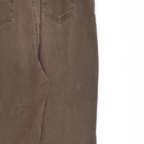 Marks and Spencer Womens Brown Cotton Straight Jeans Size 18 L29 in Regular Zip - Distressed Hems