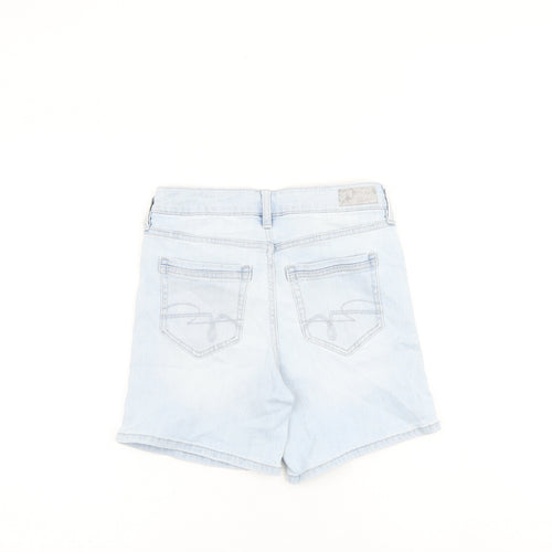 F&F Womens Blue Cotton Mom Shorts Size 8 L6 in Regular Zip
